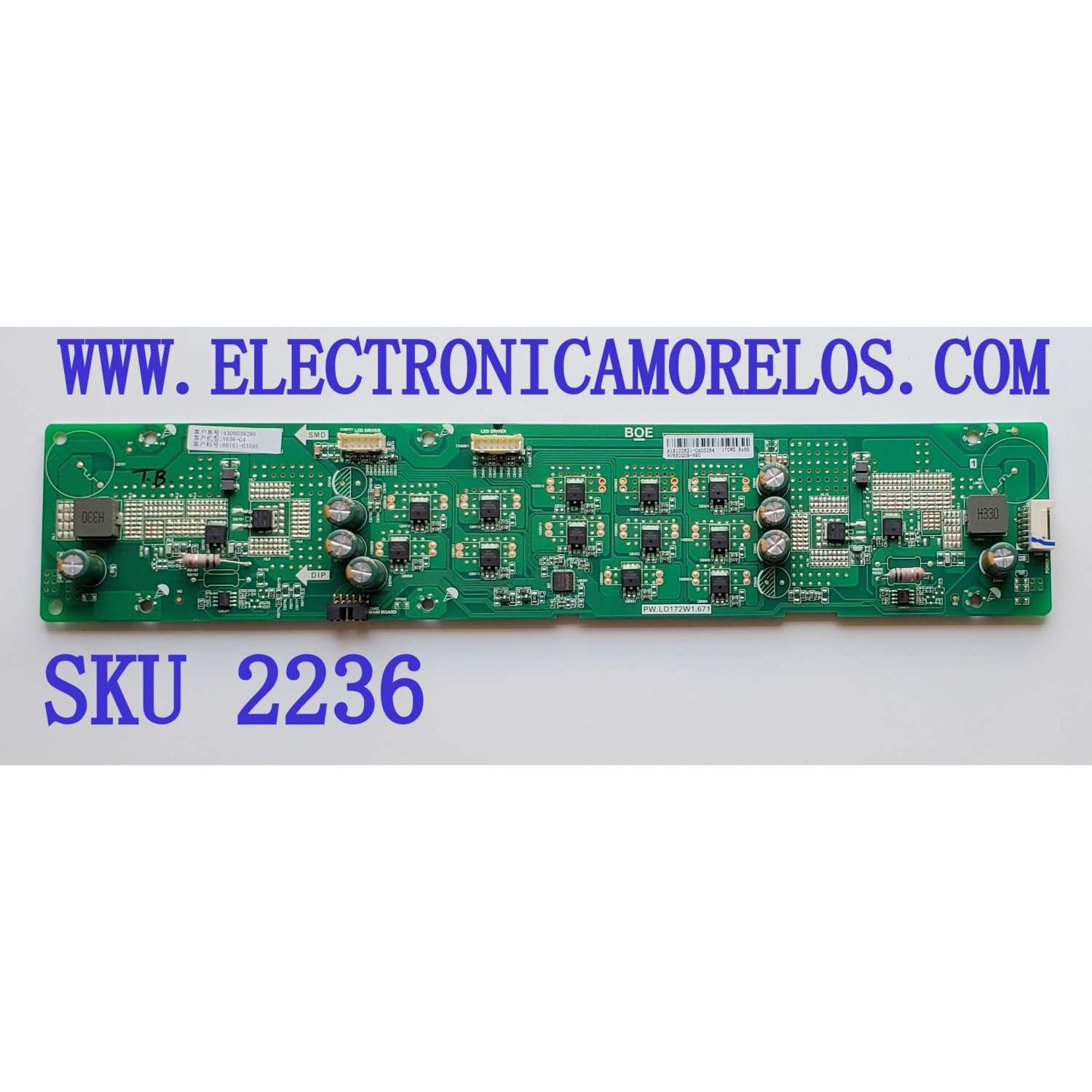 LED DRIVER PARA TV VIZIO / NUMERO DE PARTE 60101-03595 / PW.LD172W1.671 / 4300039280 / A19100821-0A03284 / HV650QUB-N90 / MODELOS V656-G4 / V655-H9